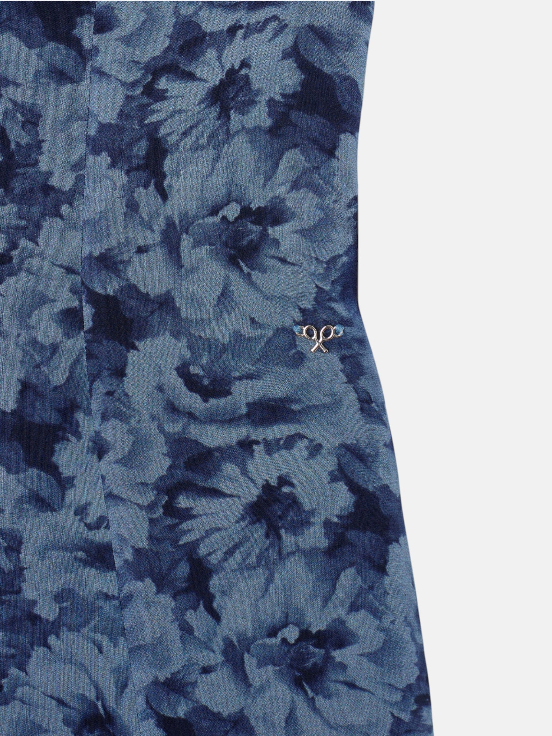Vestido largo palabra de honor flores azul