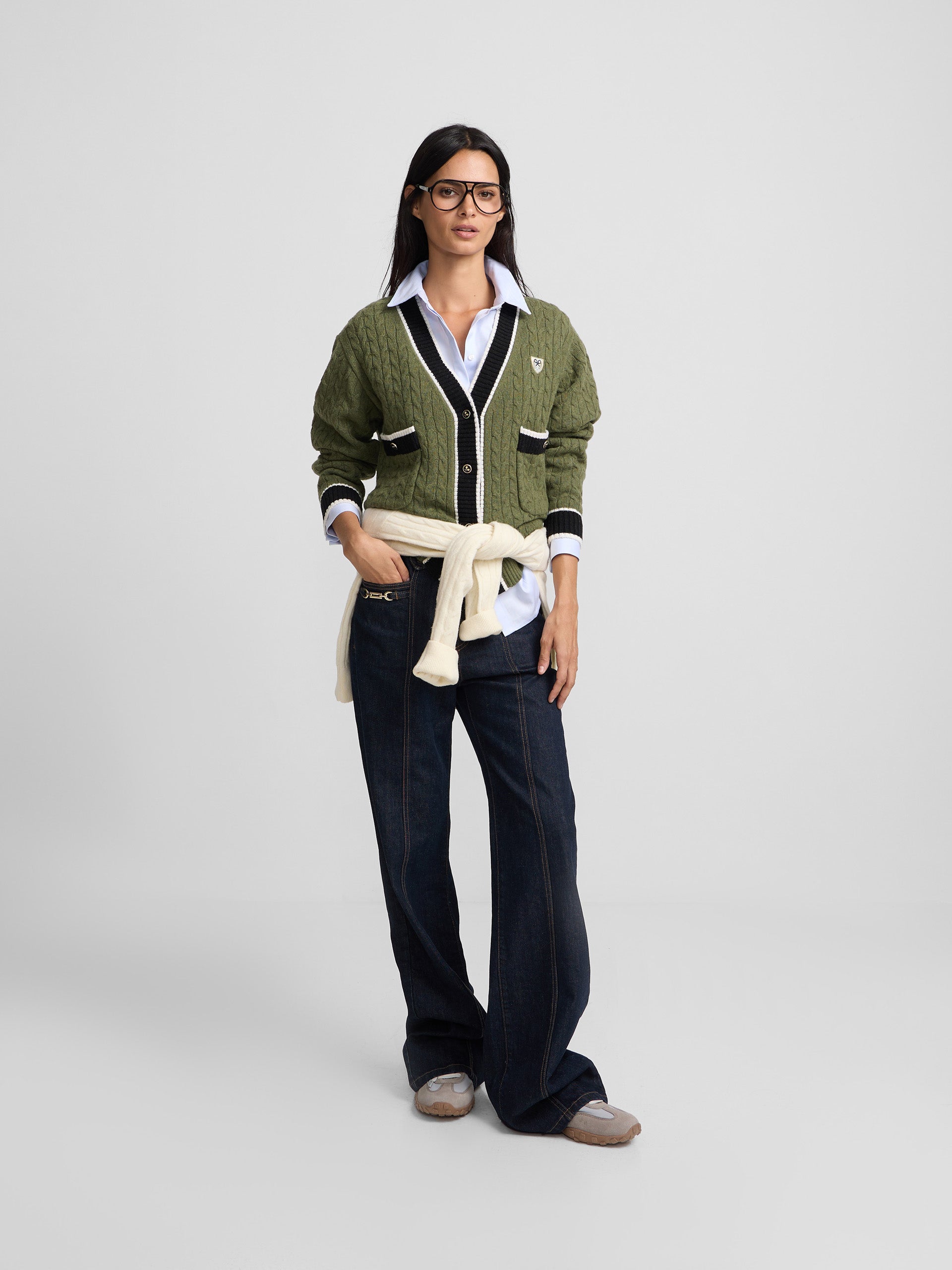 Cardigan college emblema verde