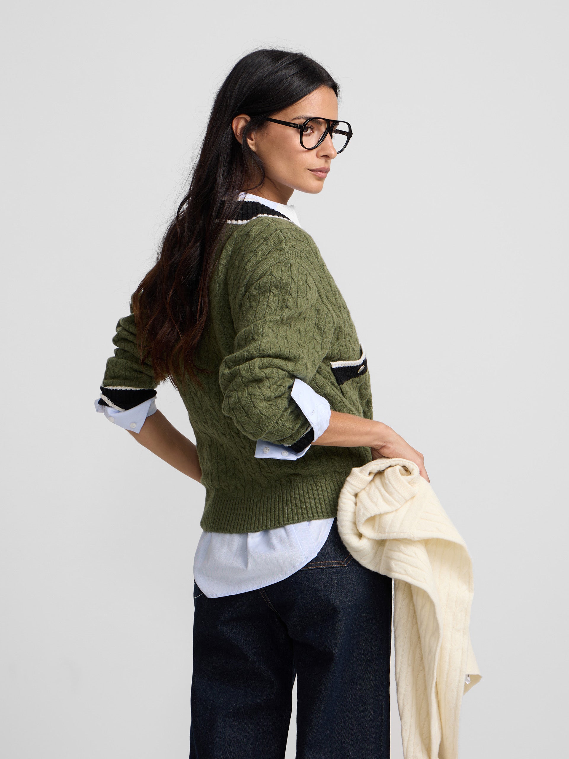 Cardigan college emblema verde