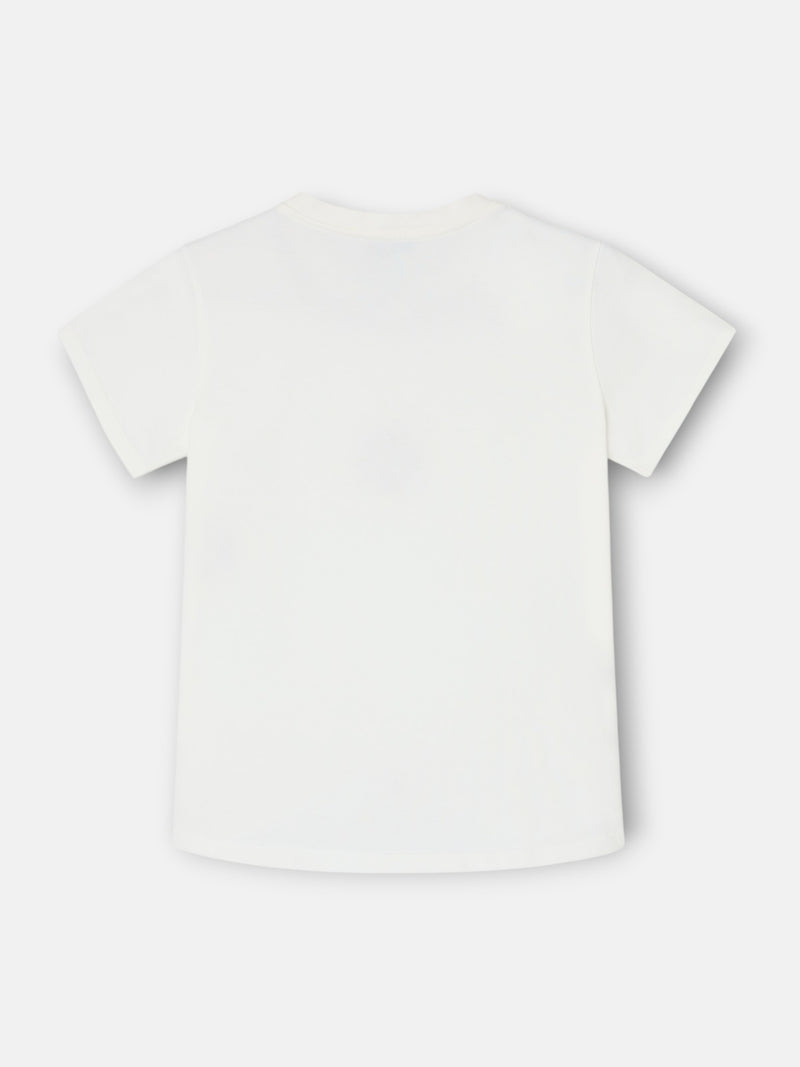 Women's T-shirt with ethnic embroidery in raw color