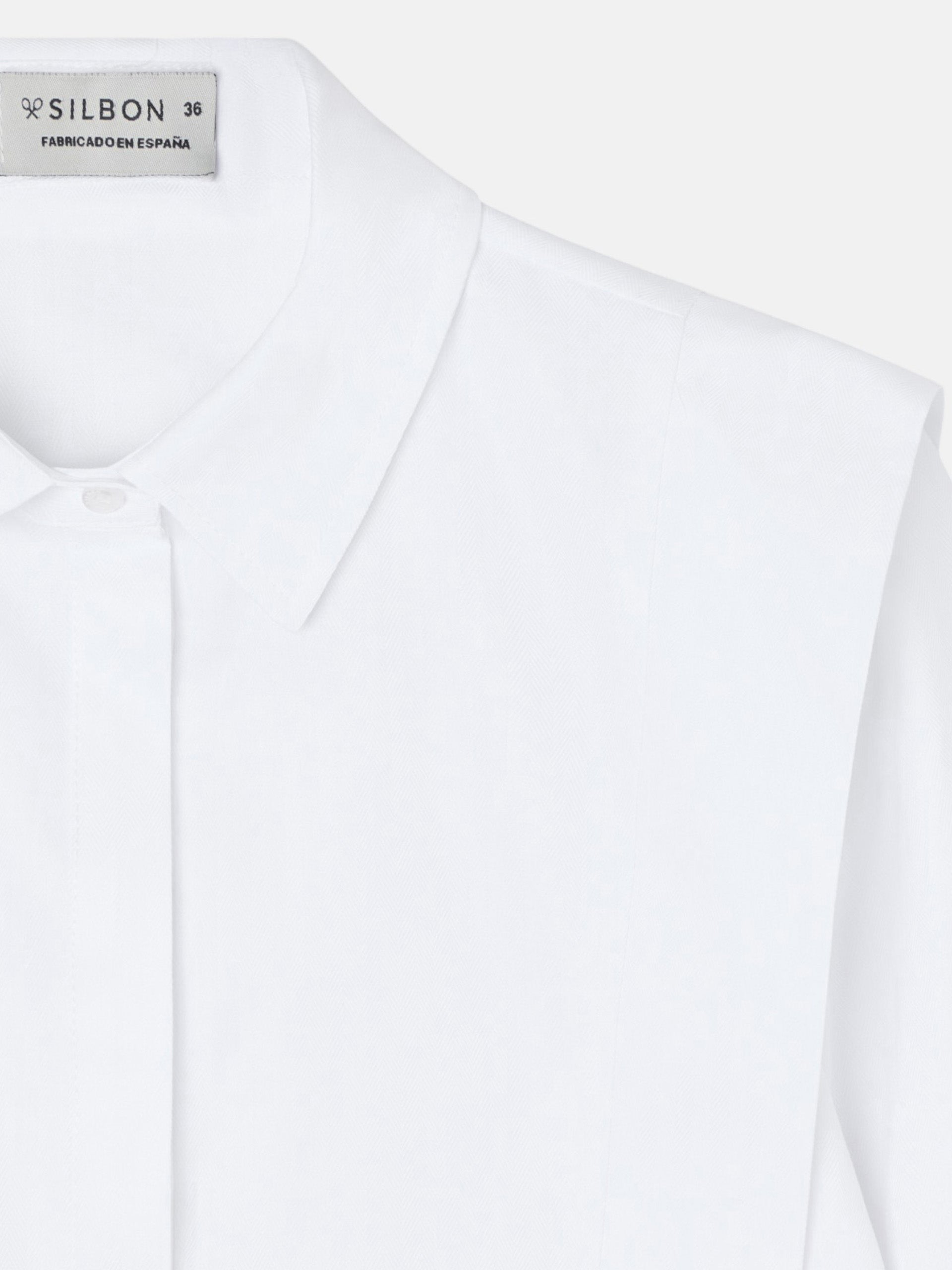 Structured white herringbone shirt
