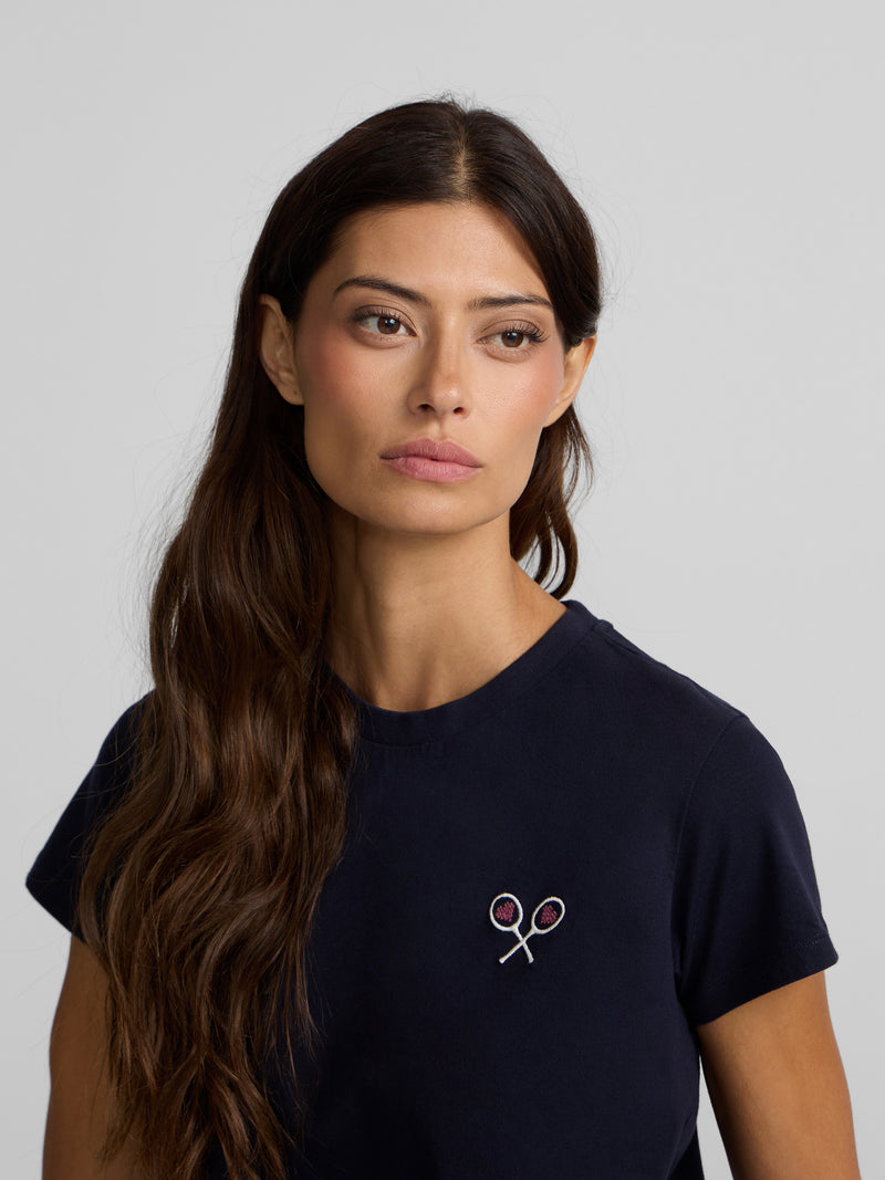 T-shirt femme lucky love bleu marine