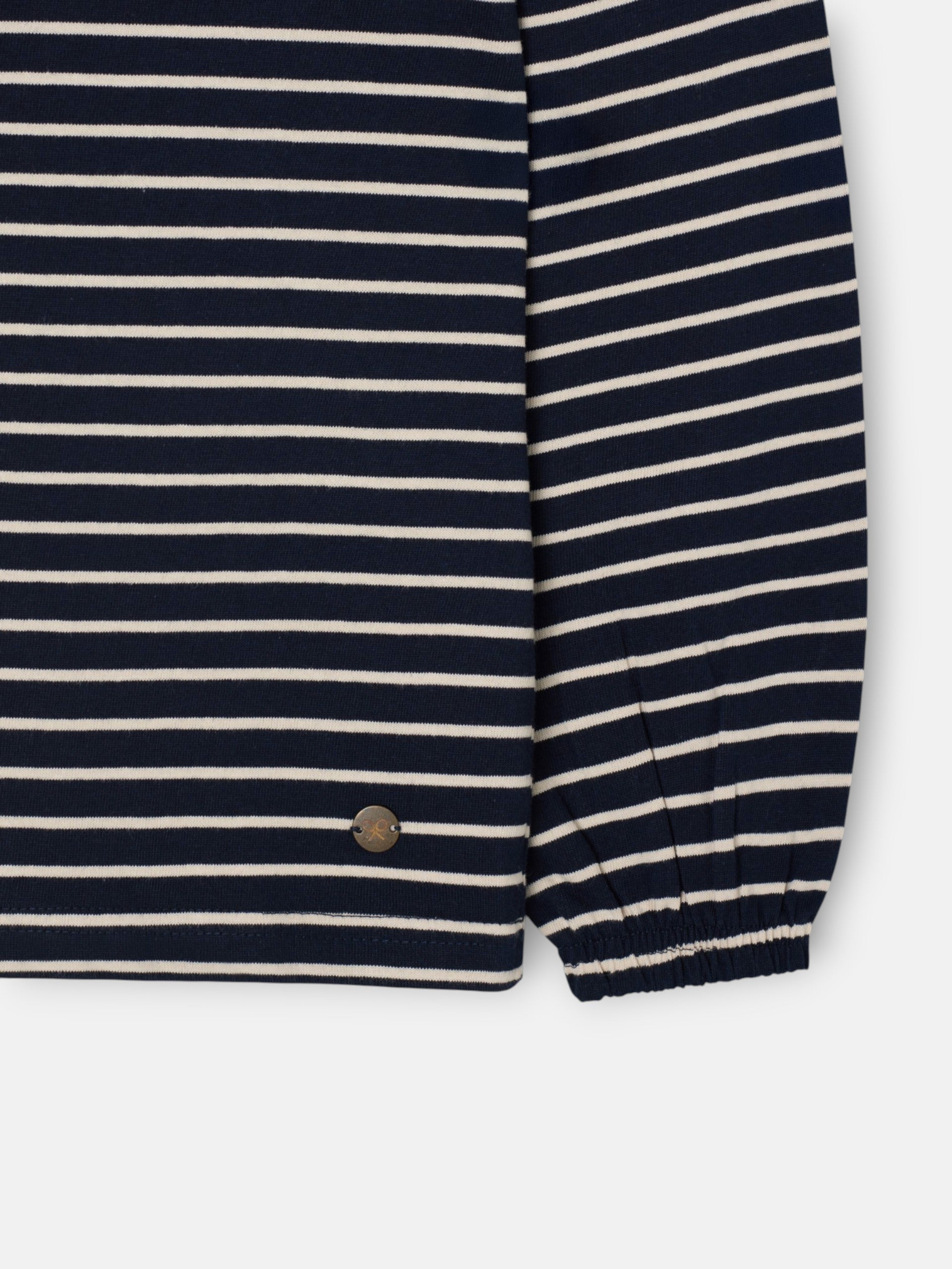 Camisola de manga comprida com gola bobo riscas azul-marinho