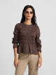Camiseta woman manga larga punto smock marron