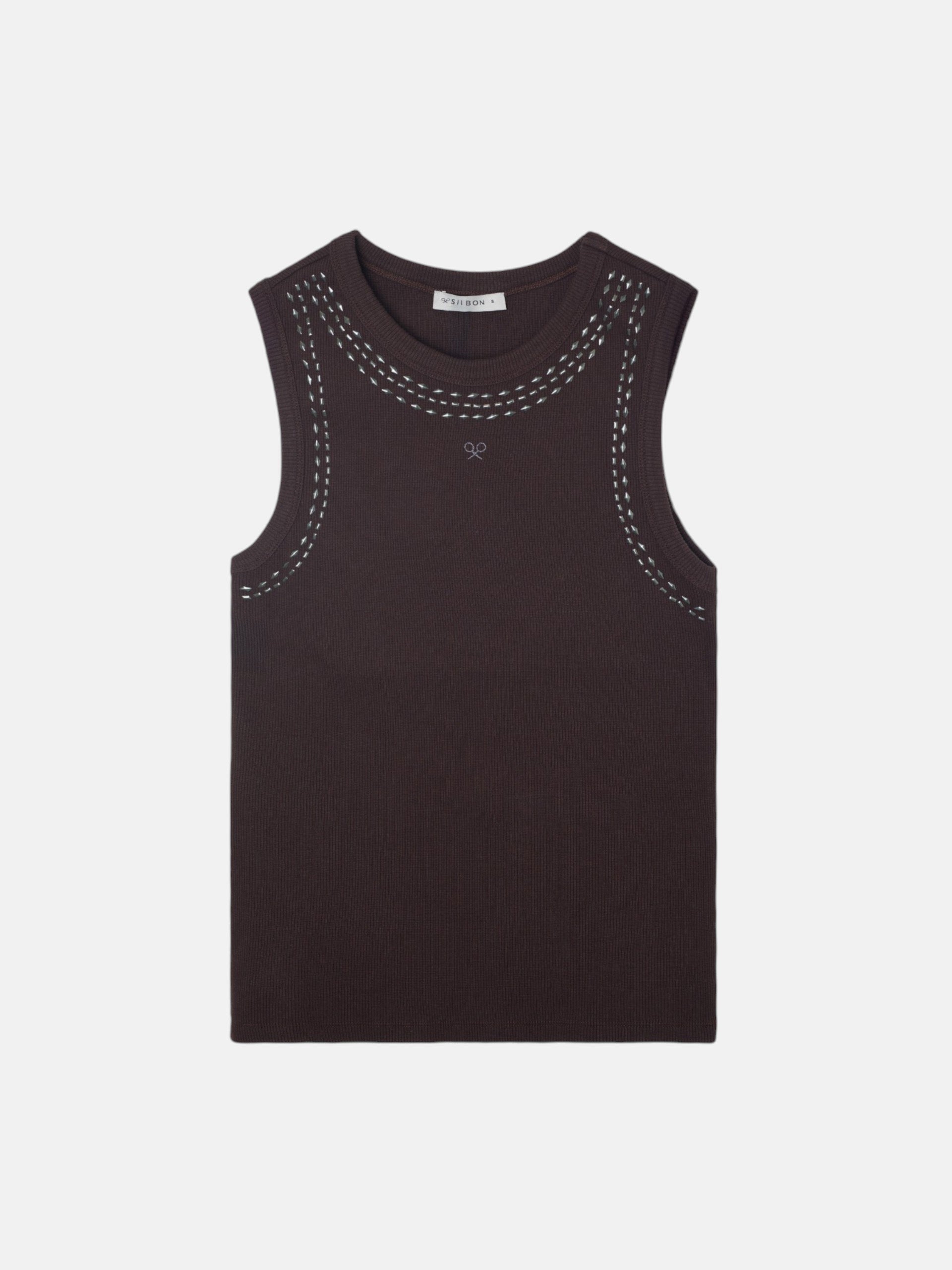 Women's brown tank top with studs
