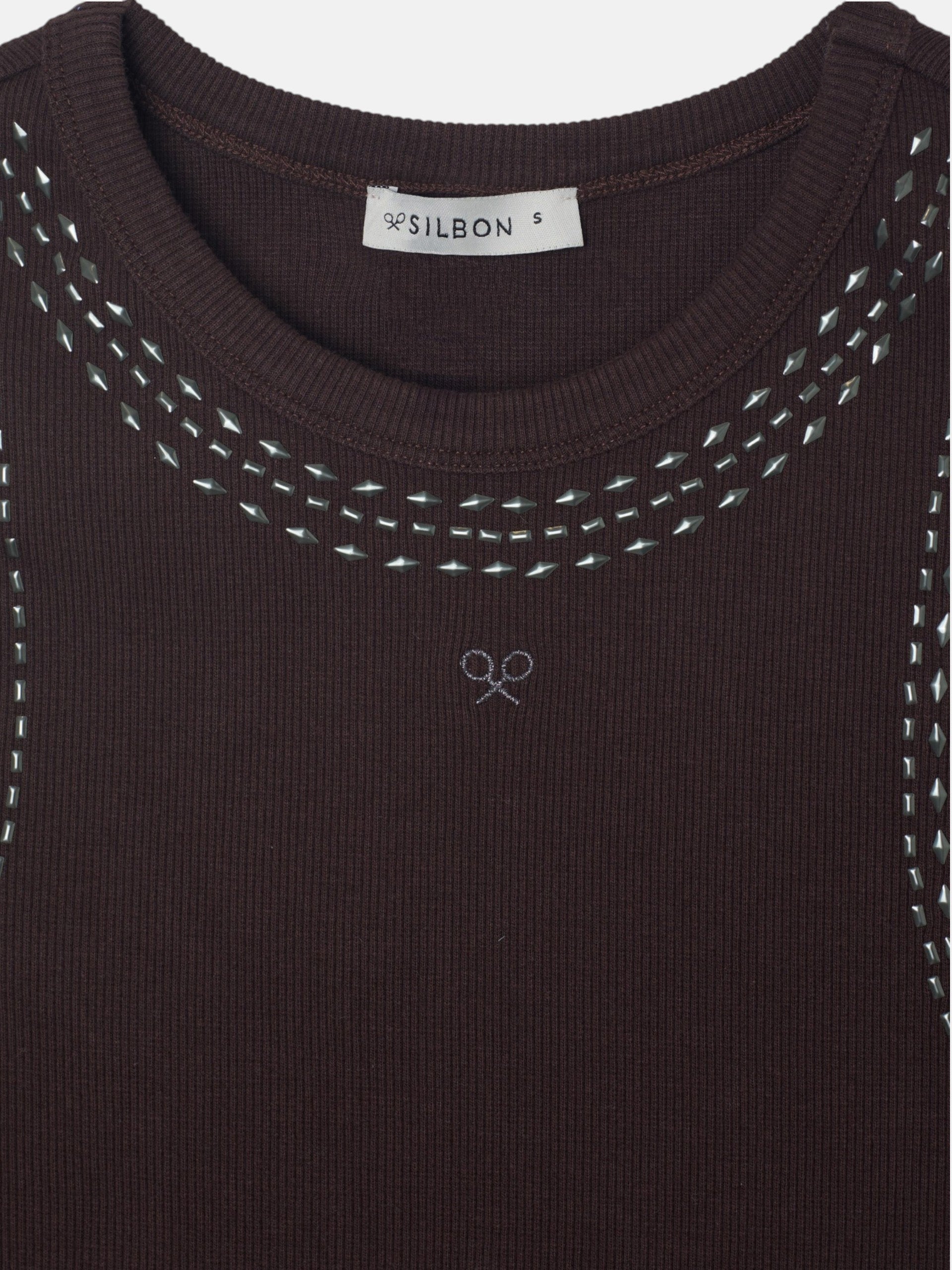 Women's brown tank top with studs