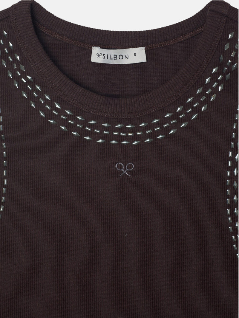 Débardeur femme avec clous marron
