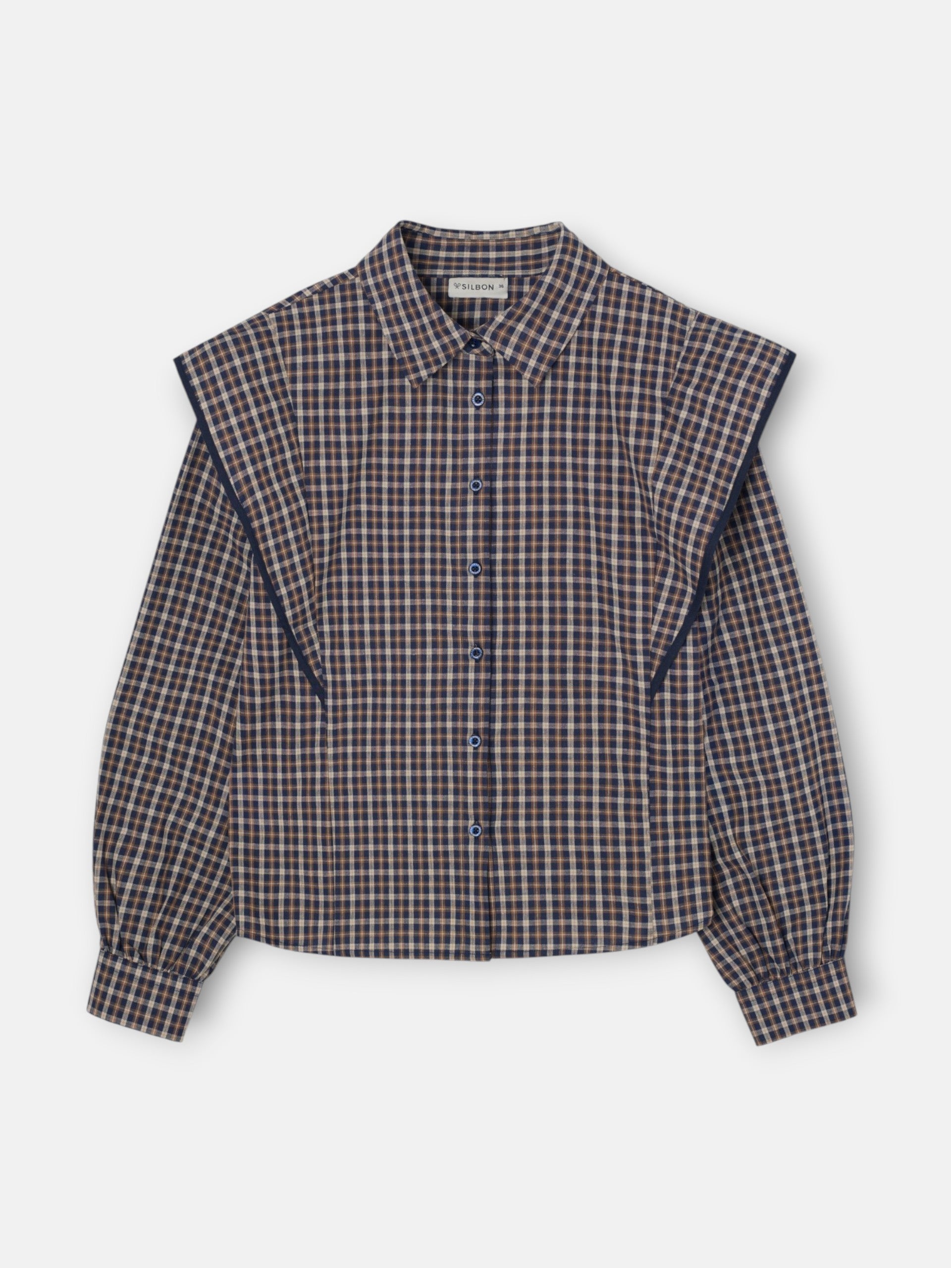 Camisa estructurada cuadros azules y marrones