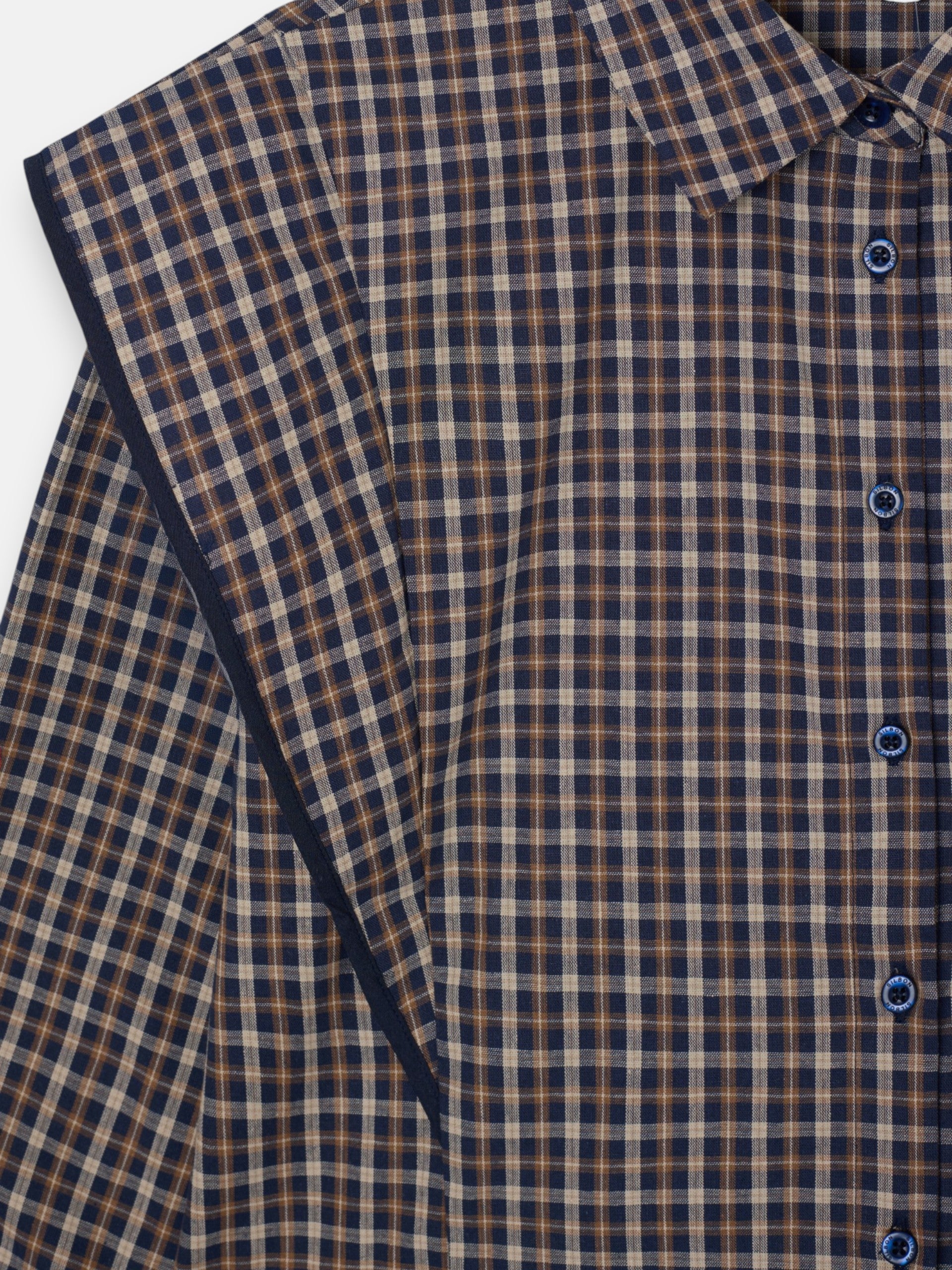 Camisa estructurada cuadros azules y marrones