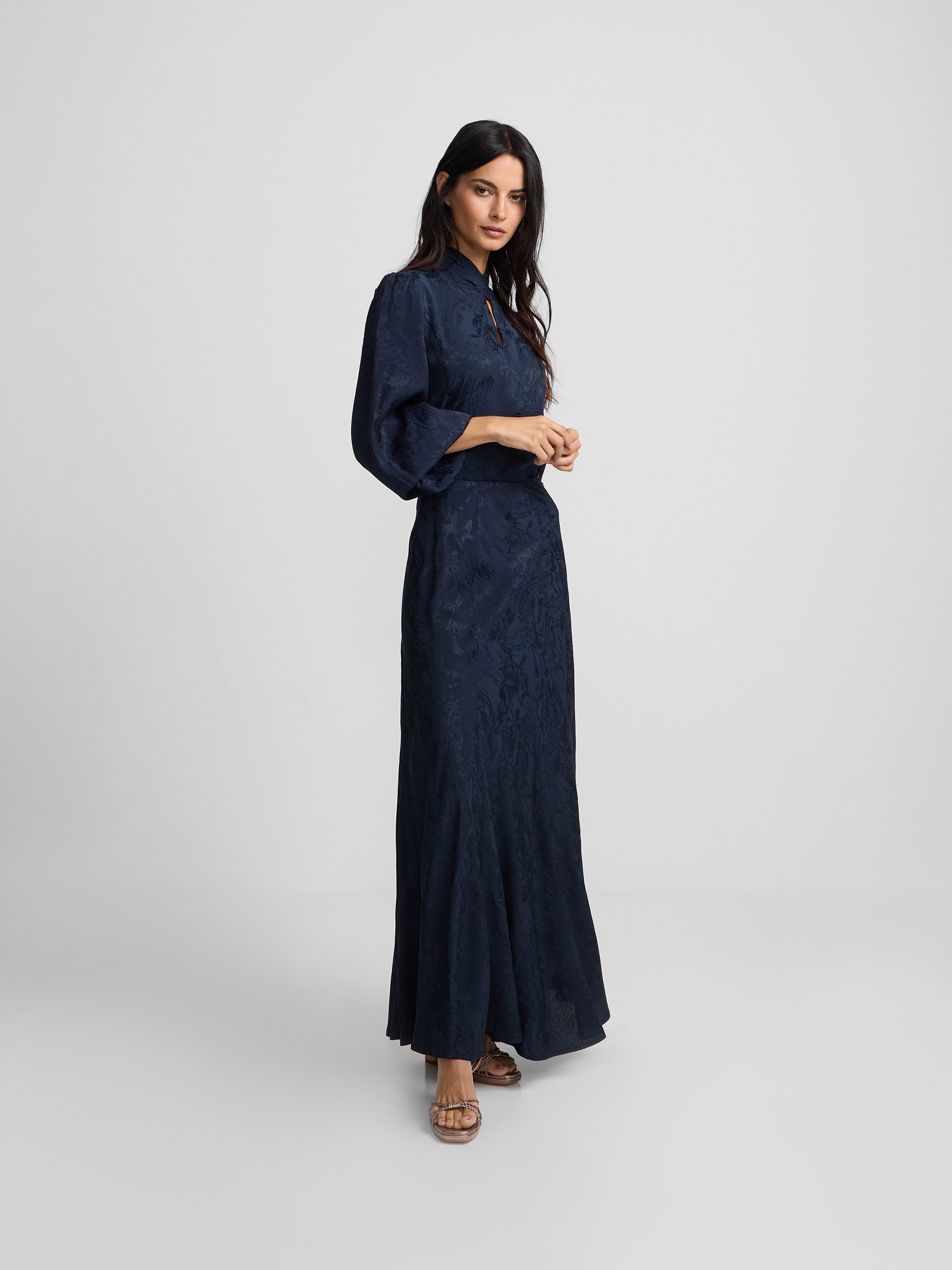 Blusa tira cuello jacquard azul