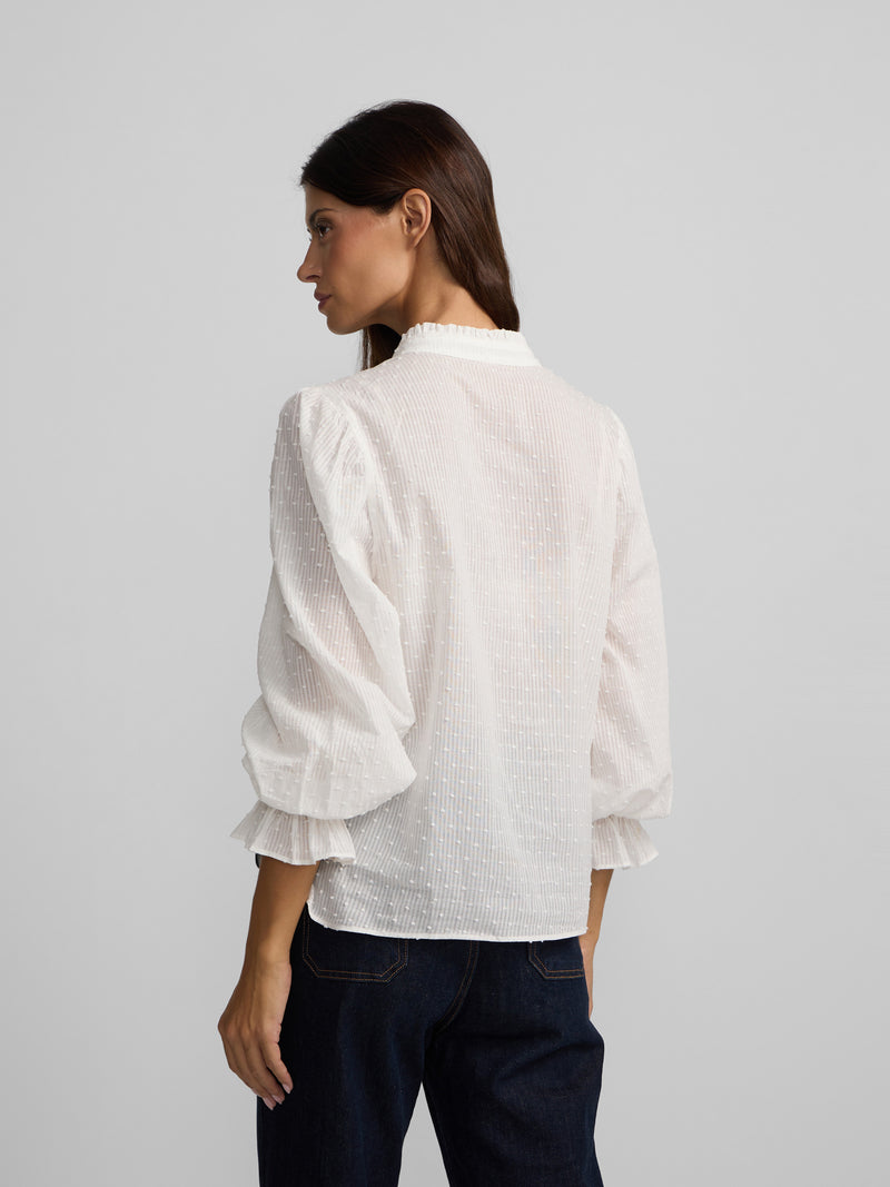 Blusa volantes plumeti blanco