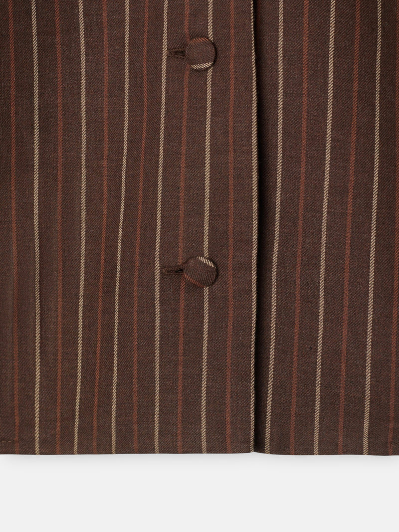 Blouse à col à revers rayée marron