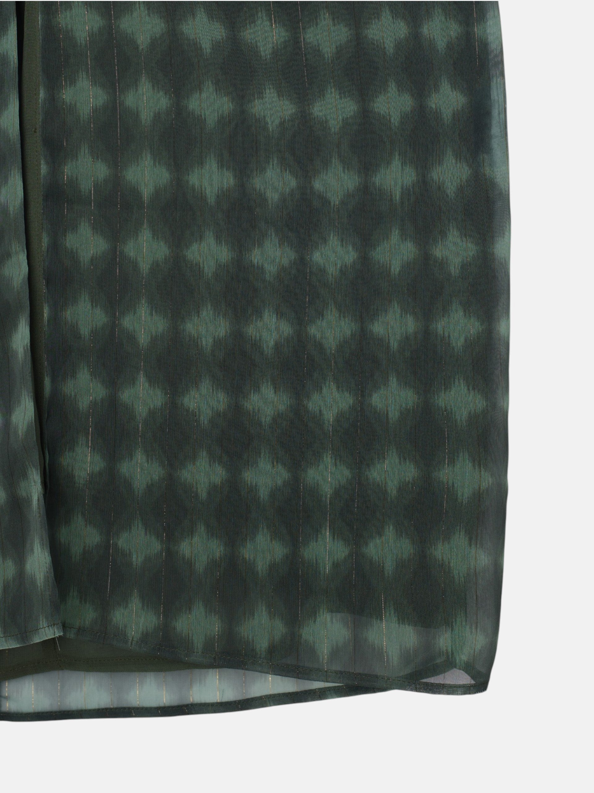 Jupe midi nouée à imprimé ethnique vert