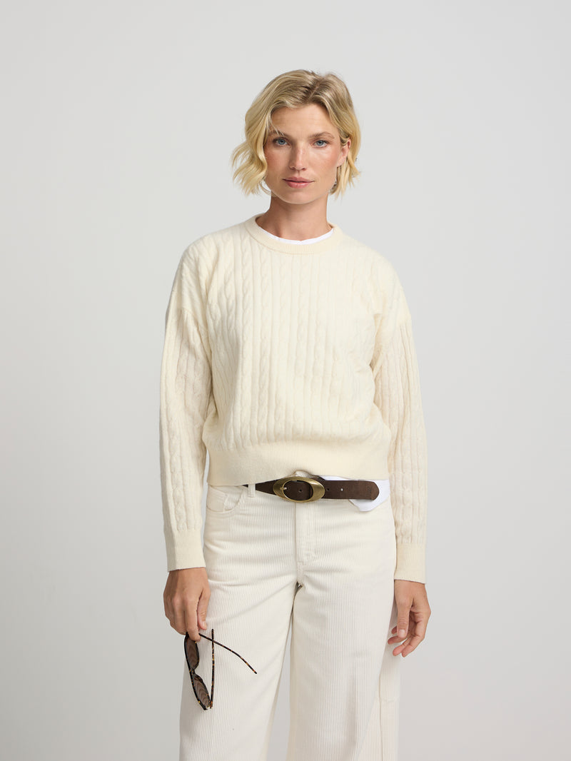 Jersey ochos cuello redondo crudo