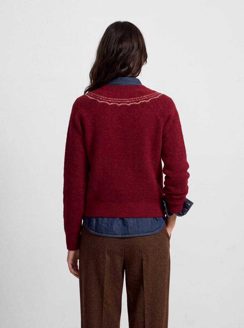 Cardigan cuello bobo granate