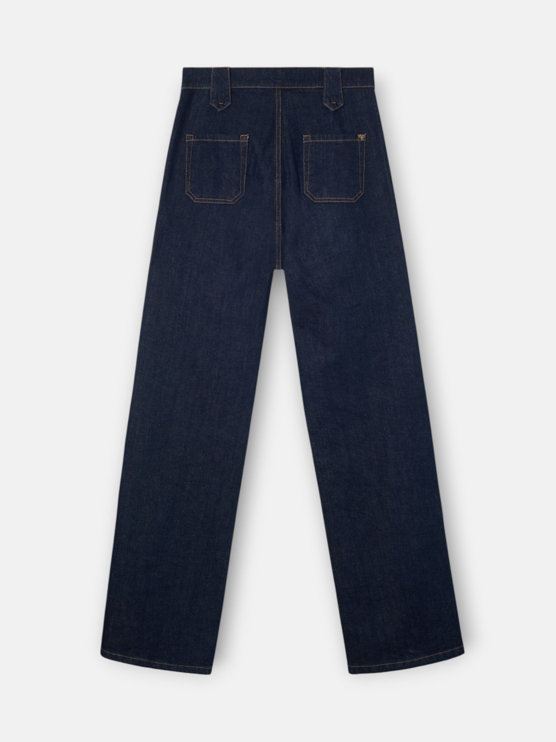 Pantalon denim recto detalle hebillas denim
