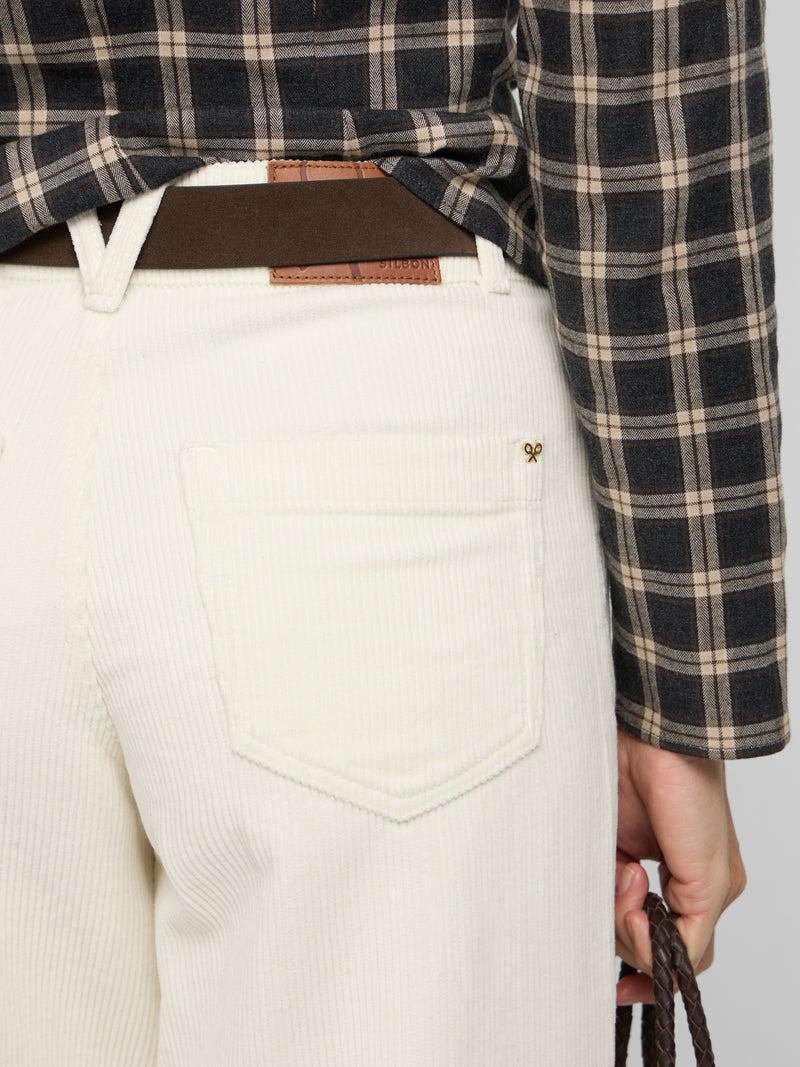 Pantalon wide leg pana crudo