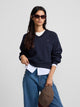 Sweat-shirt femme à ourlet chemise marine