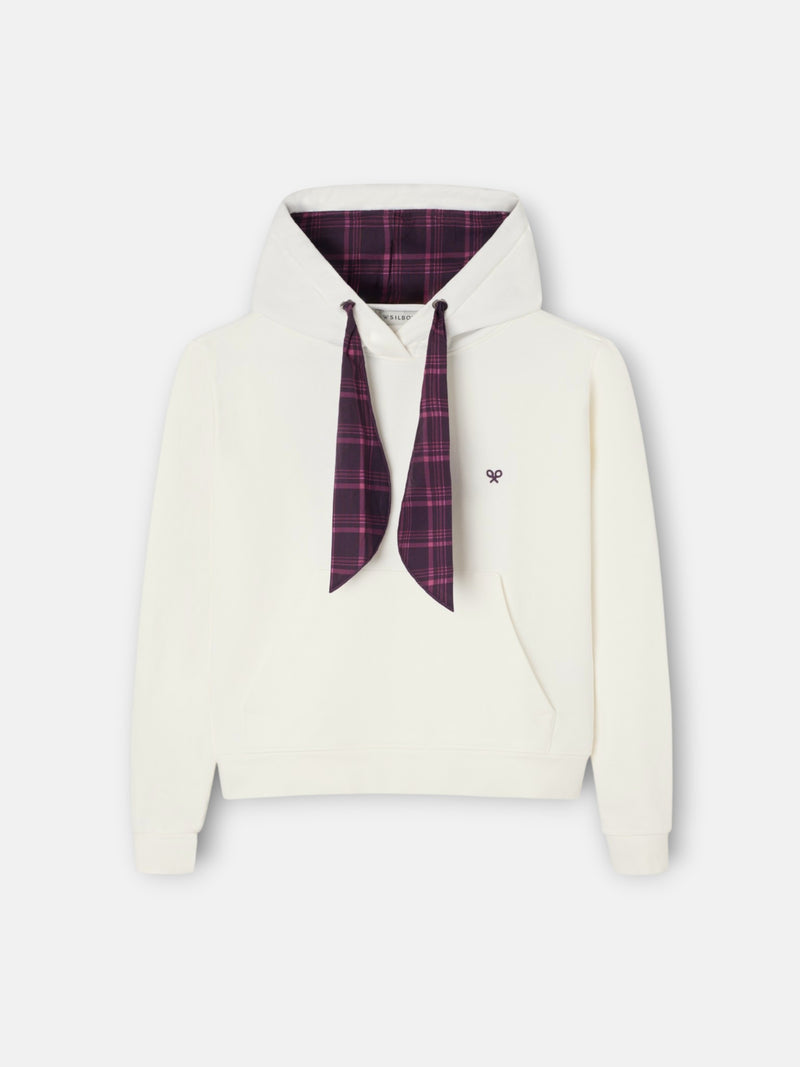 Sweatshirt mulher com capuz e lenço cru