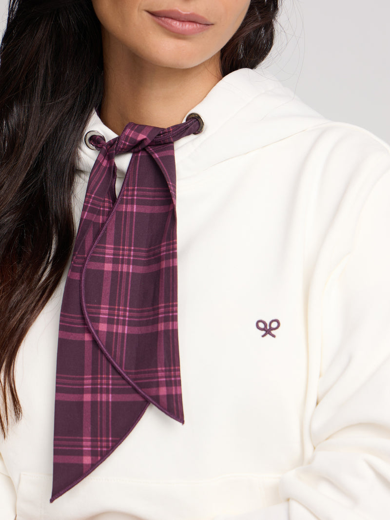 Sweatshirt mulher com capuz e lenço cru