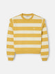 Sweatshirt com ombreiras, riscas mostarda e cru