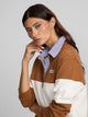Sudadera woman cuello polo rayas camel