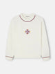 Sweat-shirt femme broderie ethnique écru