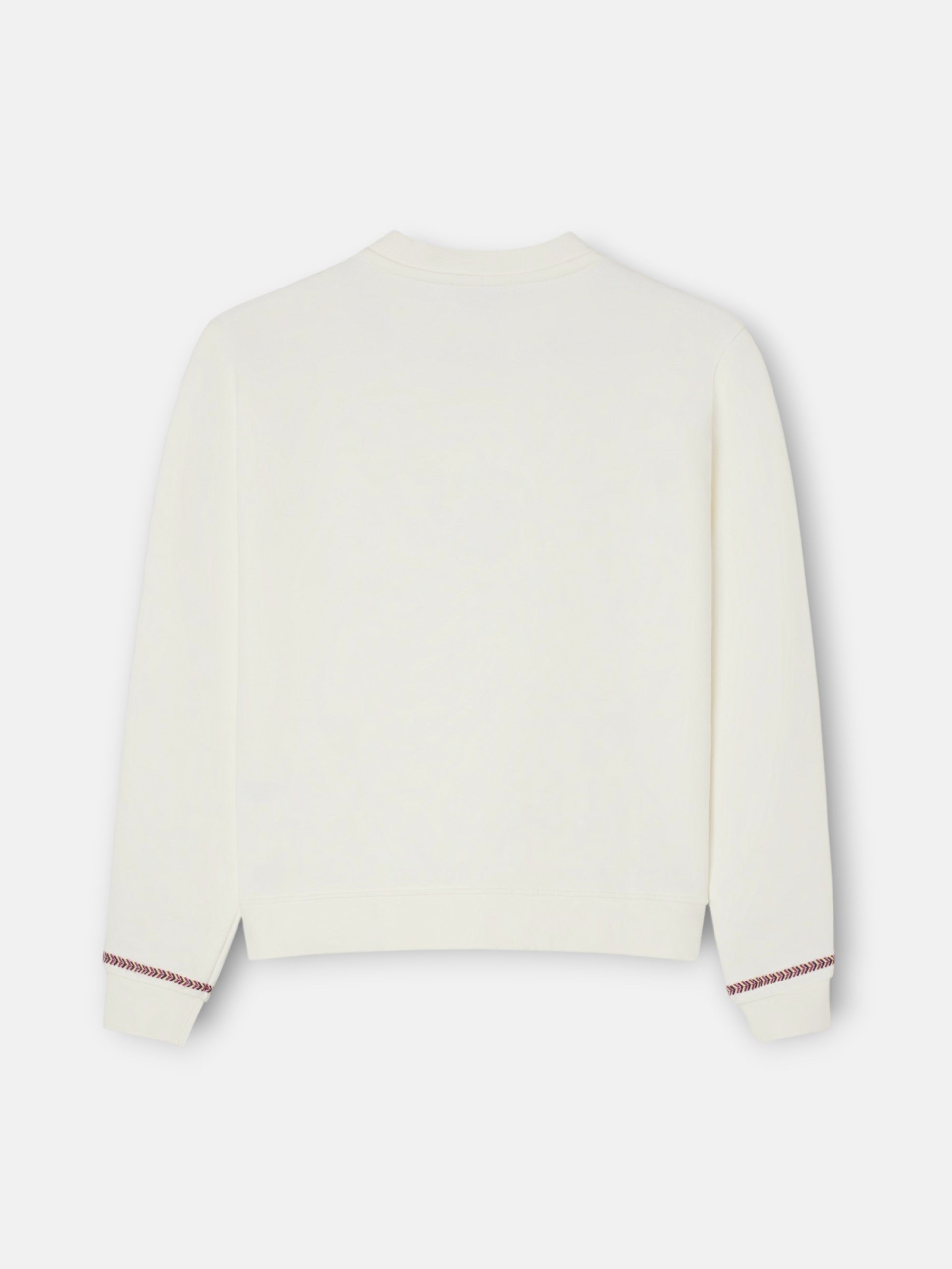 Sweat-shirt femme broderie ethnique écru