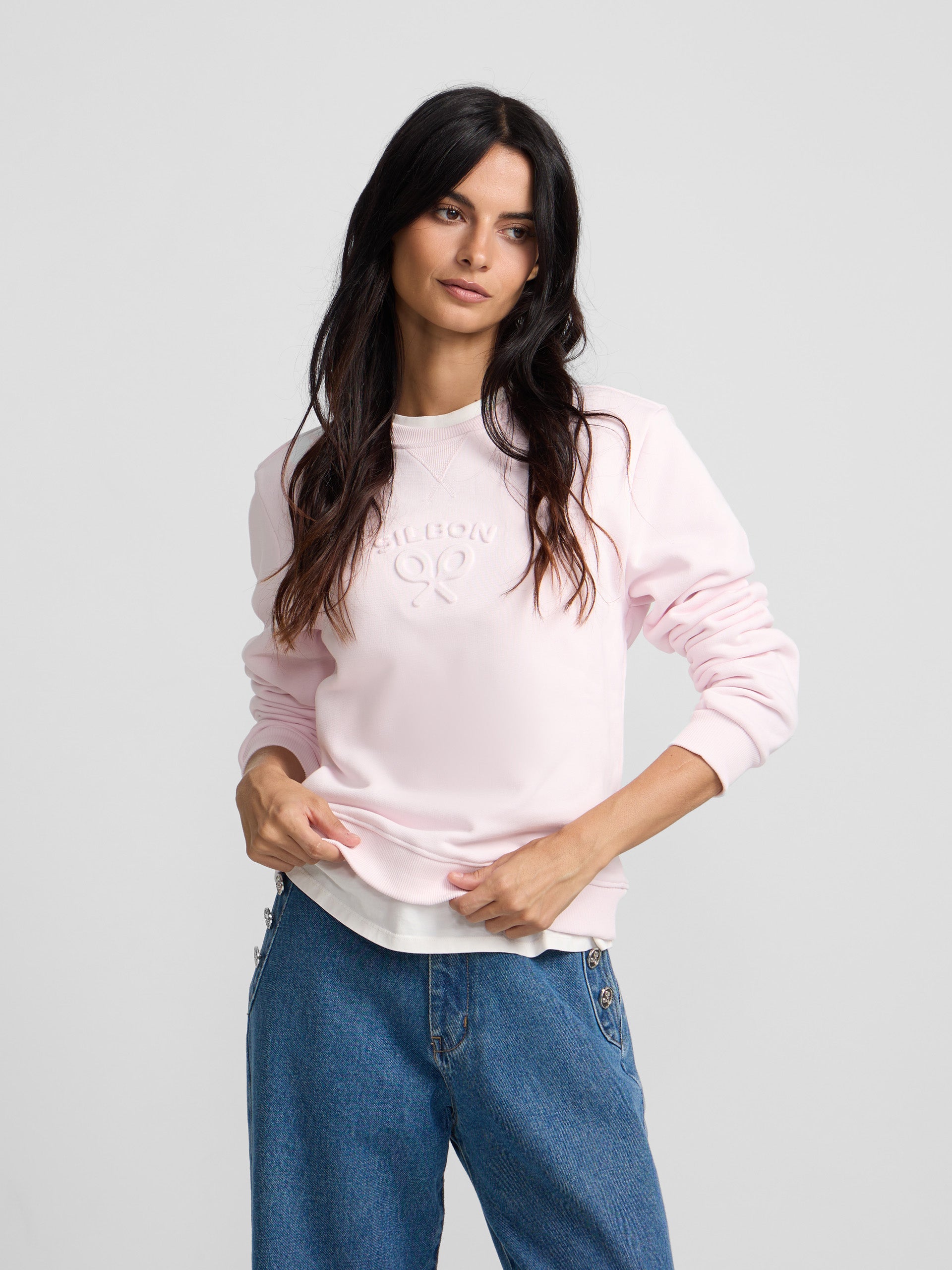 Sweatshirt mulher silbon clássica rosa