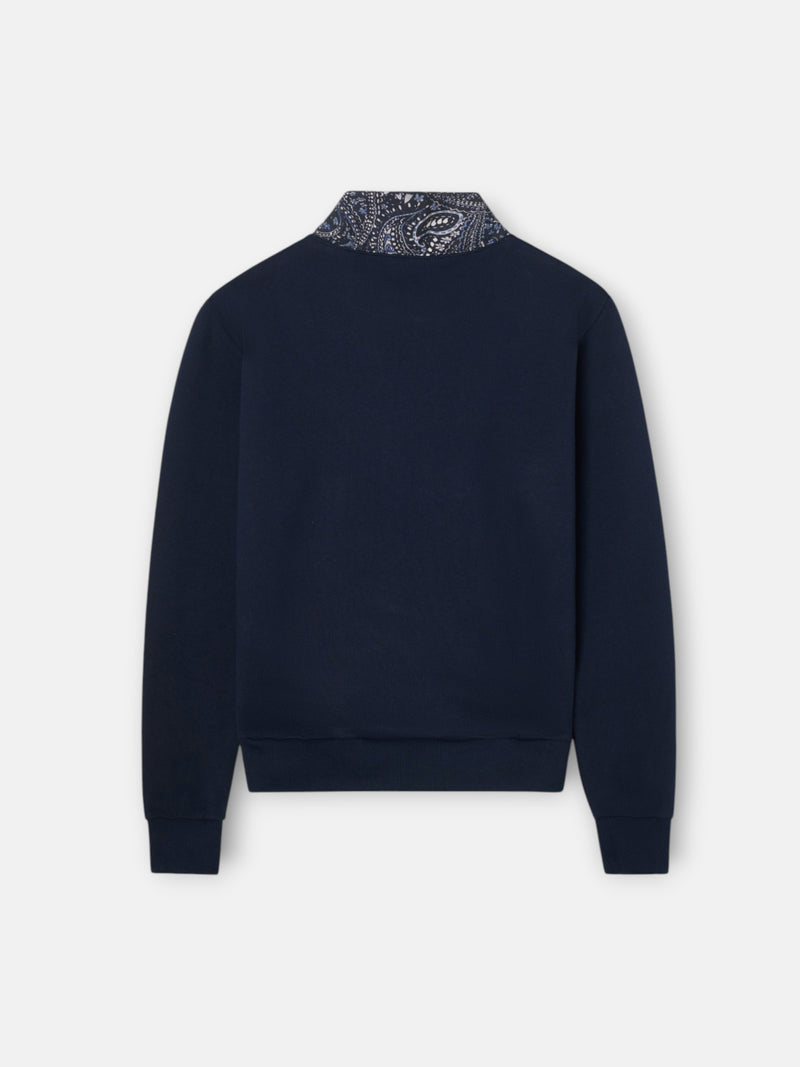 Sweat-shirt femme foulard bleu marine