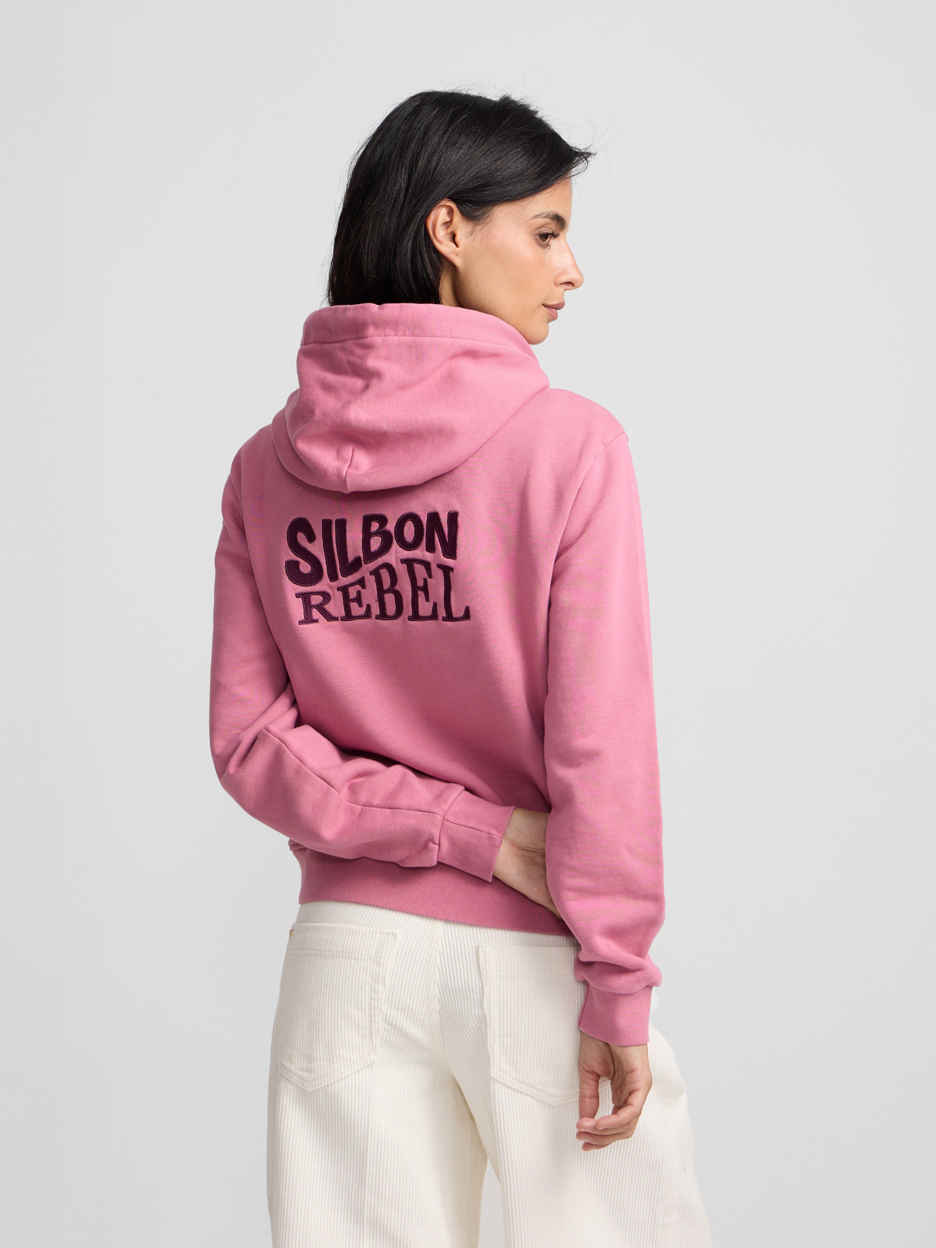 Sweatshirt mulher com capuz Silbon Rebel rosa