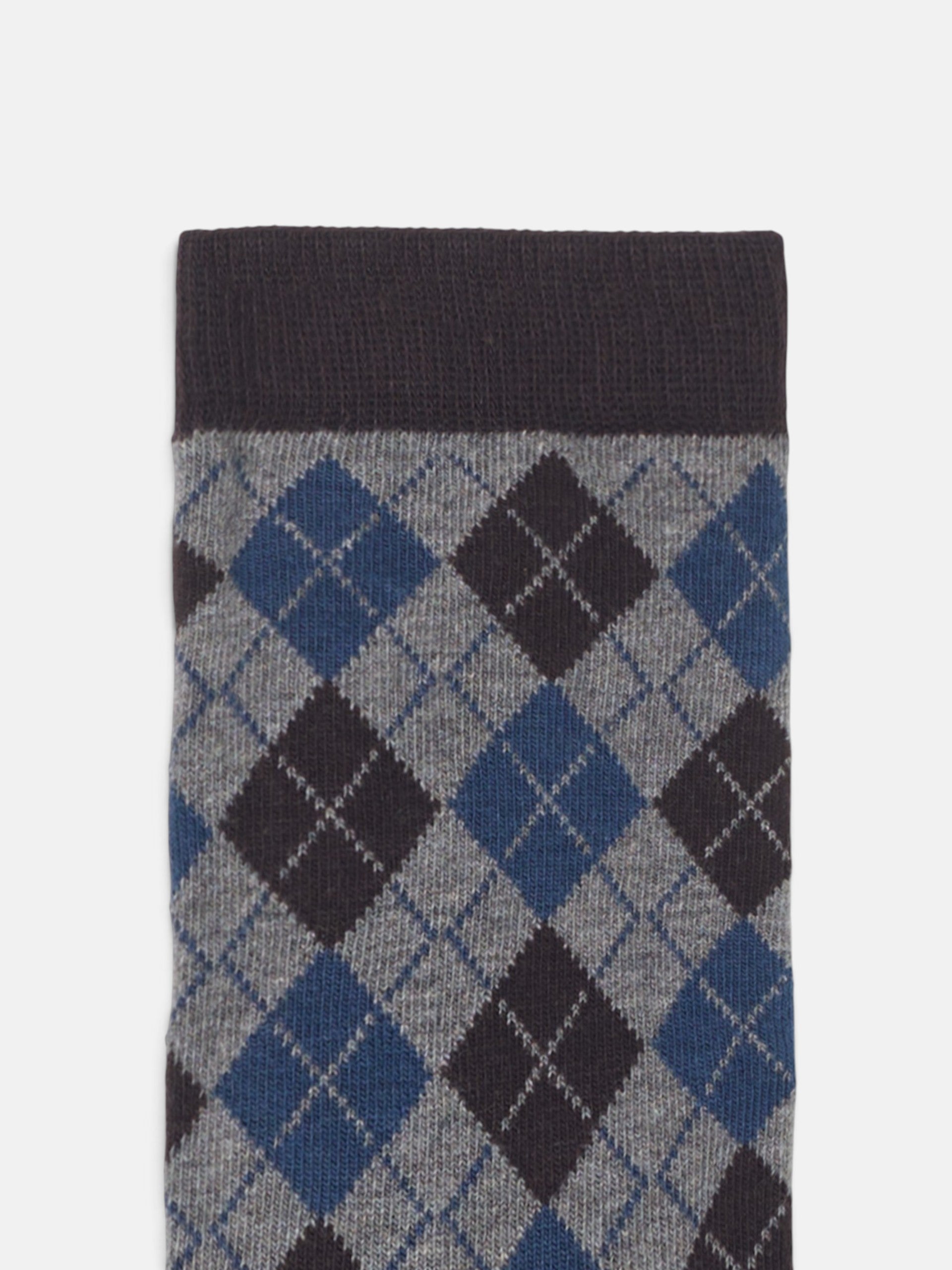 Calcetin rombos azul y marron