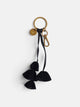Llavero piel flores negro