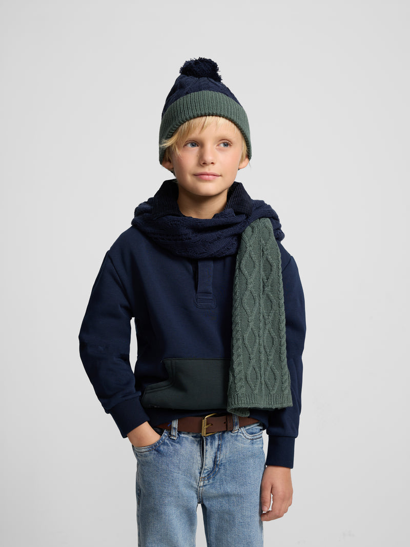 Kids bicolor navy blue fleece kangaroo