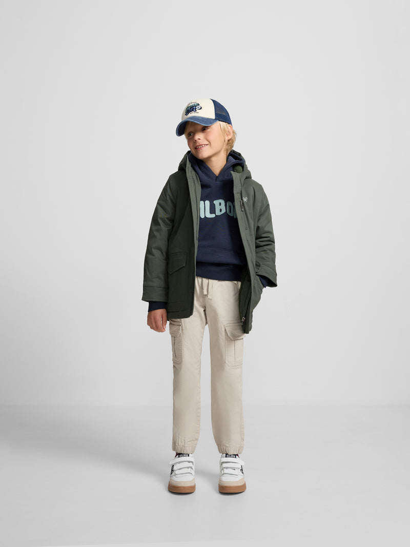 Casaco infantil com capuz e bolsos verde
