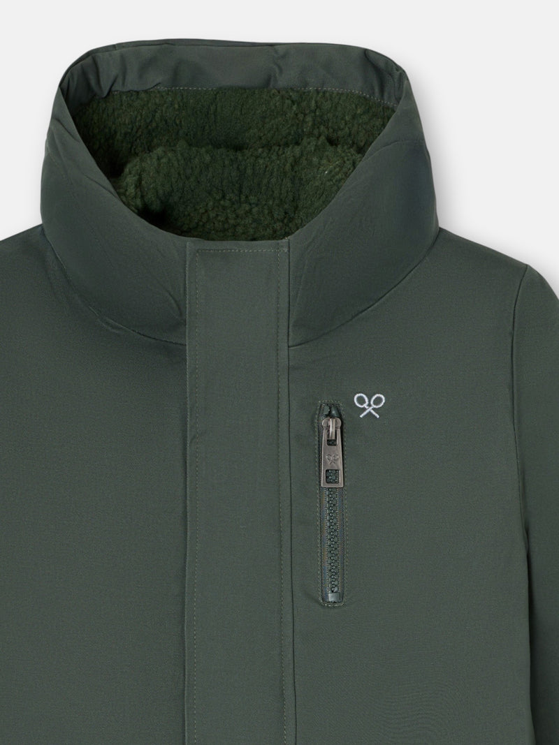 Abrigo kids capucha bolsillos verde