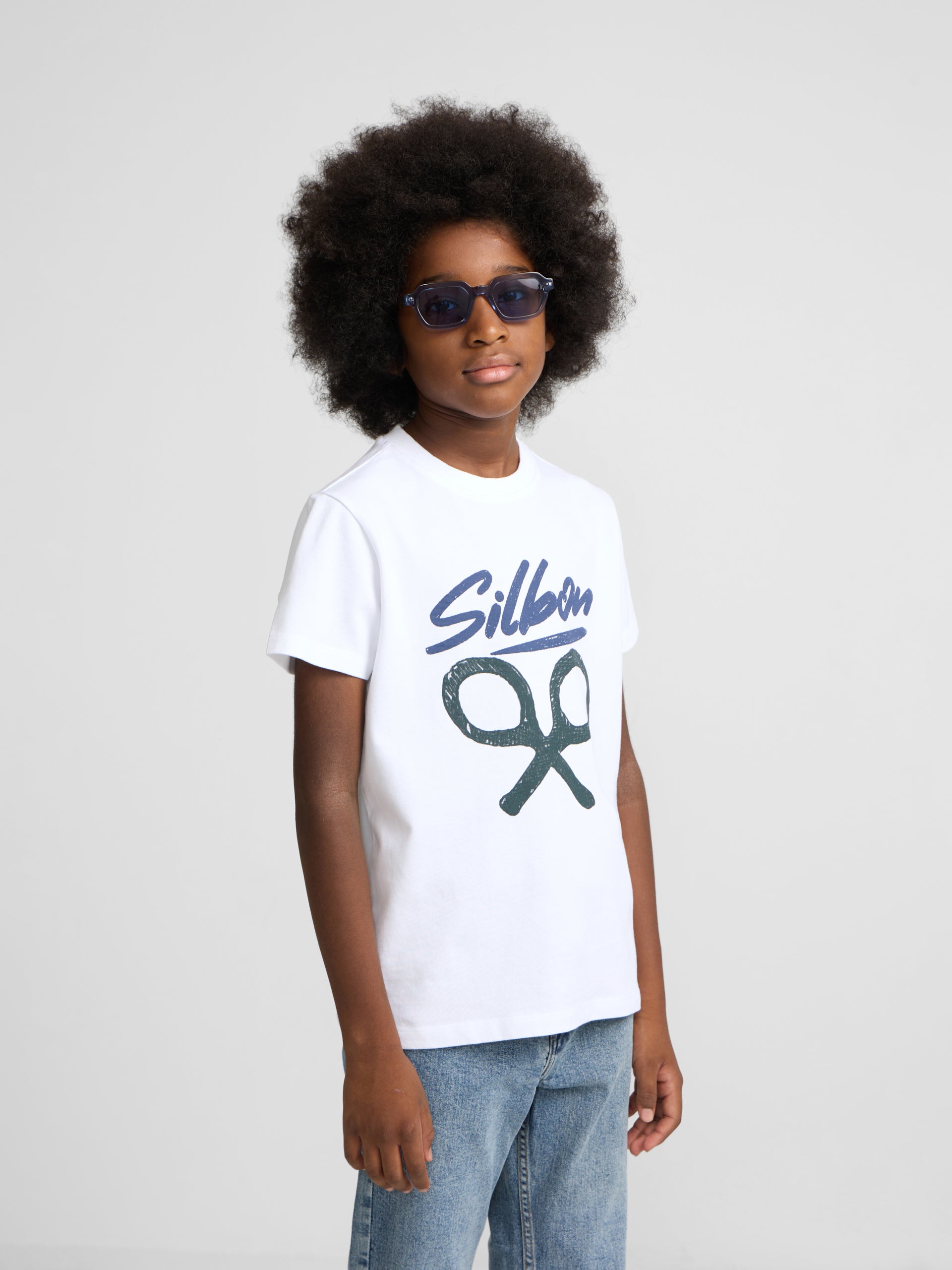 Camiseta kids silbon dibujo blanca
