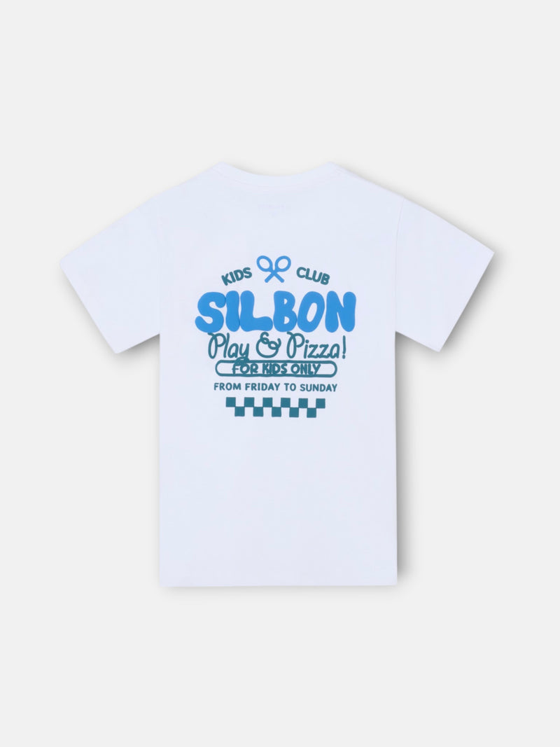 T-shirt kids play e pizza branca