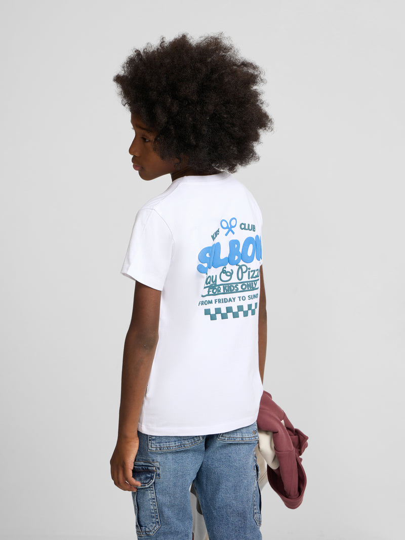 T-shirt kids play e pizza branca