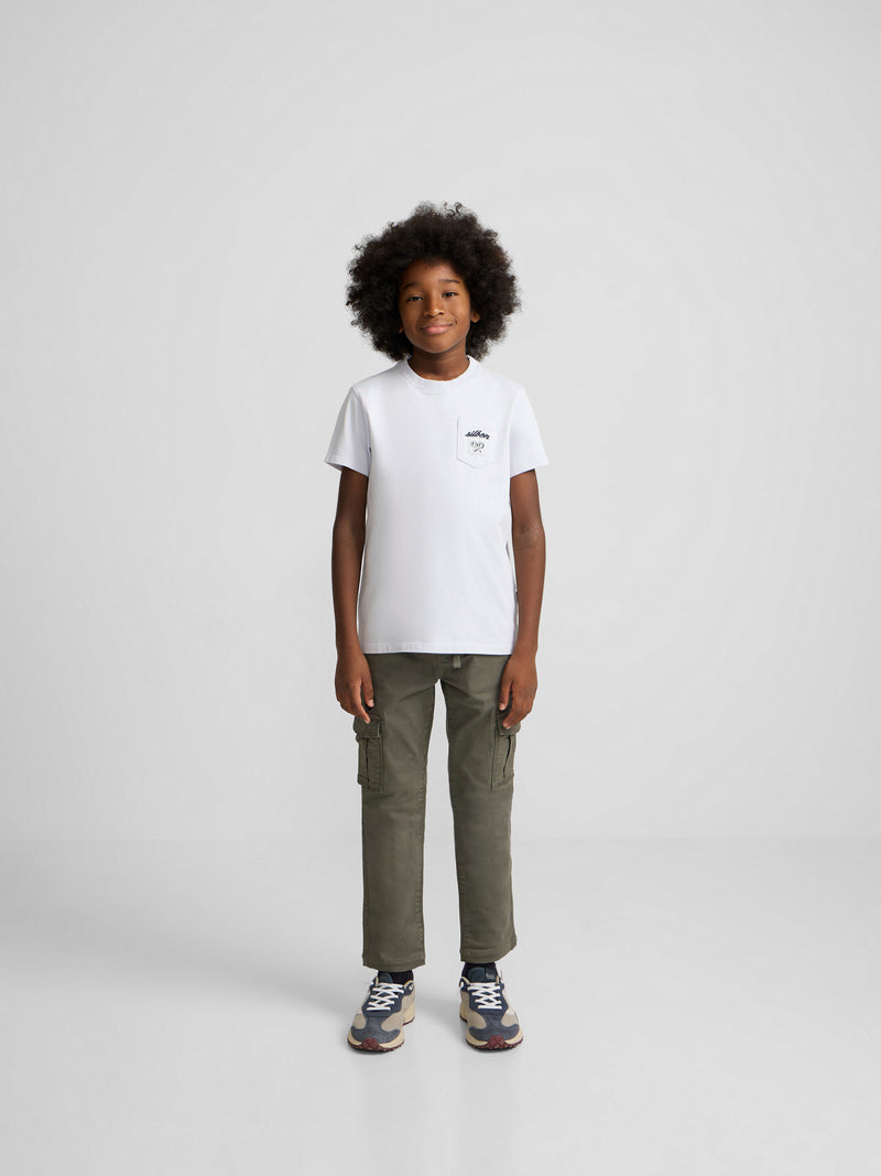 Kids T-shirt with light blue pocket label