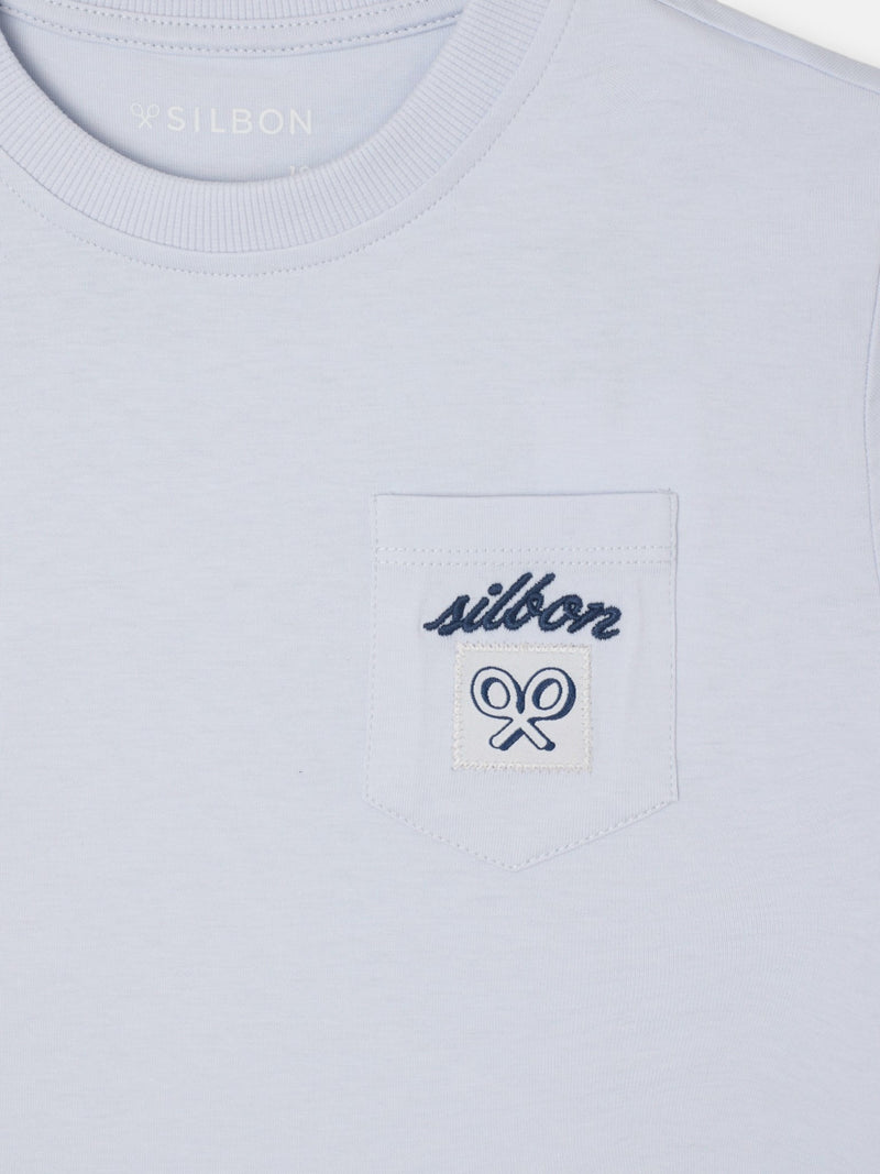 Kids T-shirt with light blue pocket label