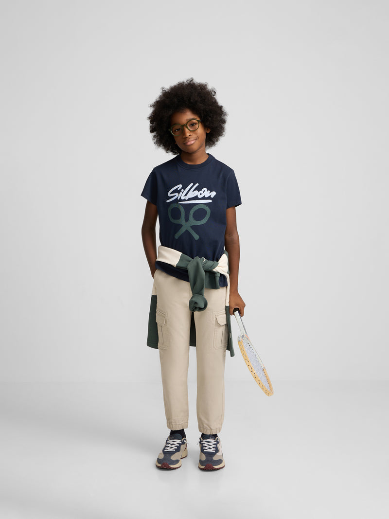 Camiseta kids silbon dibujo azul marino