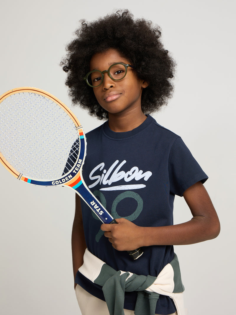 Camiseta kids silbon dibujo azul marino