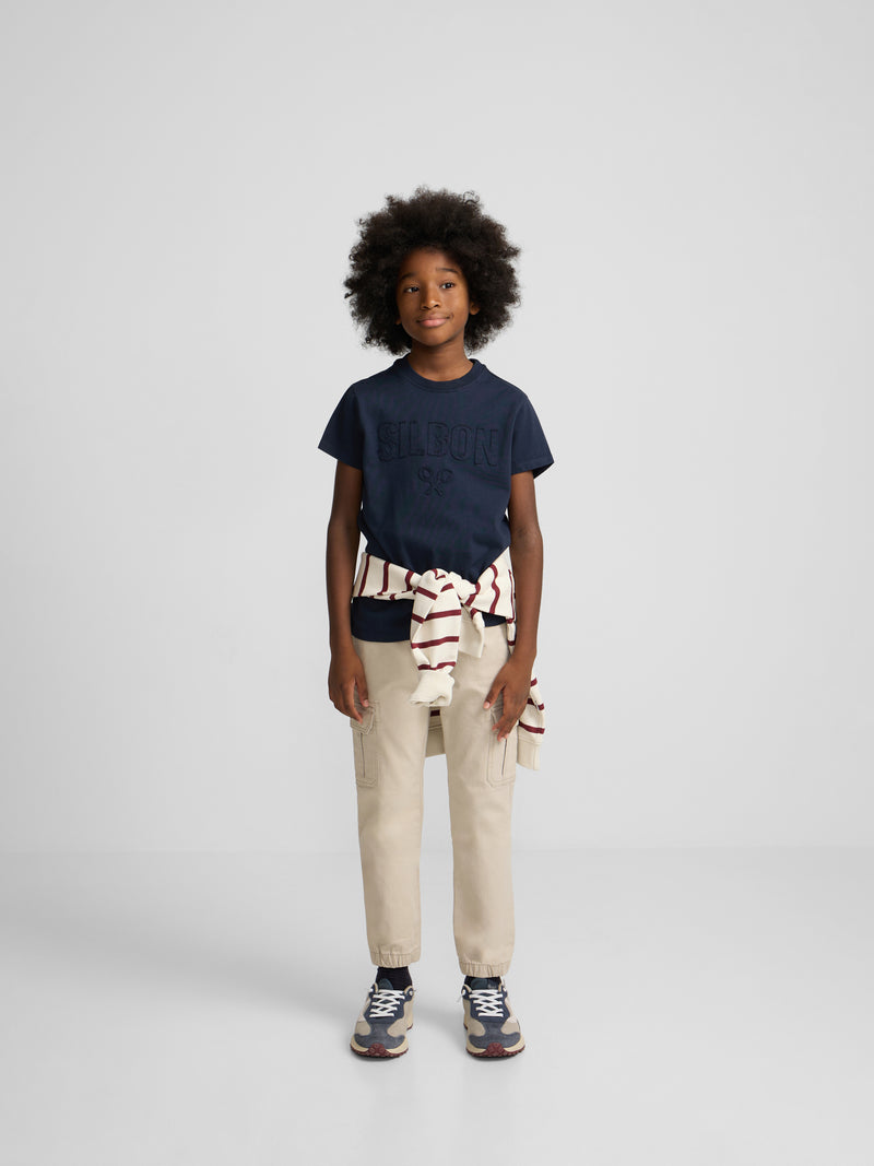 T-shirt enfant Silbon patch ton bleu marine