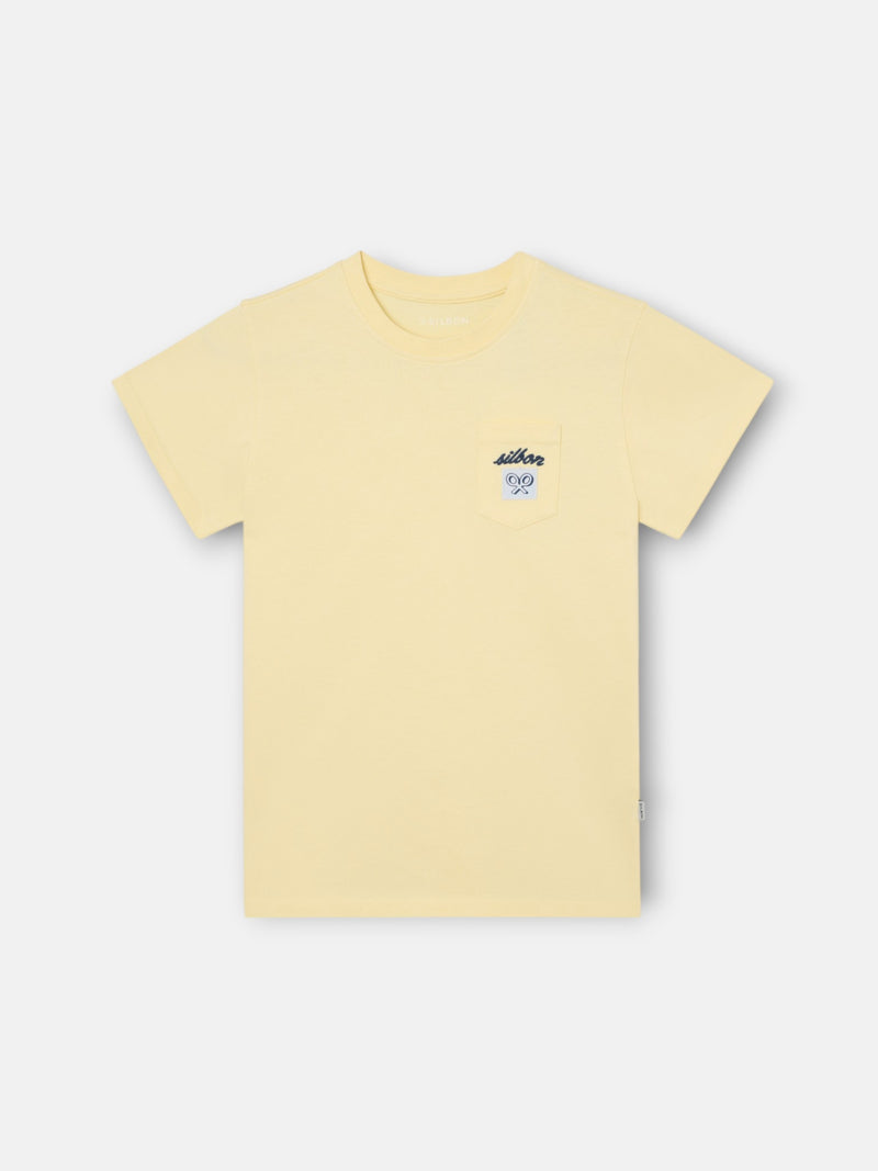 Kids T-shirt with yellow label pocket
