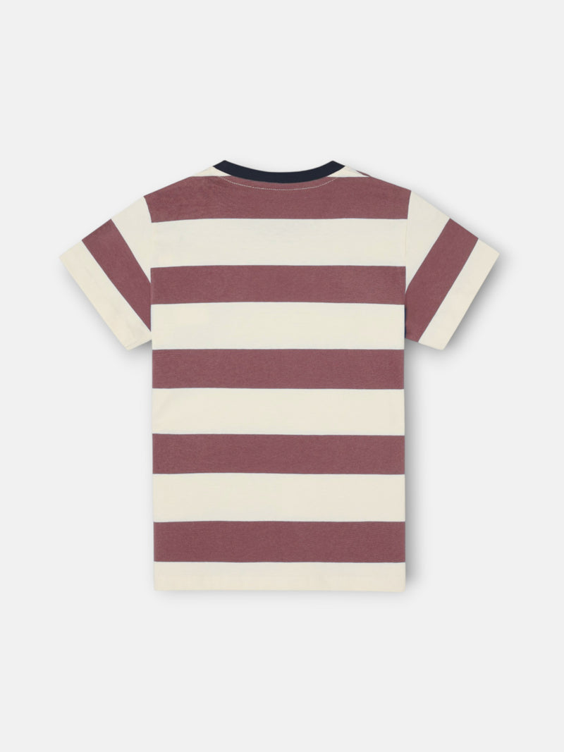 T-shirt enfant à rayures larges smile bordeaux