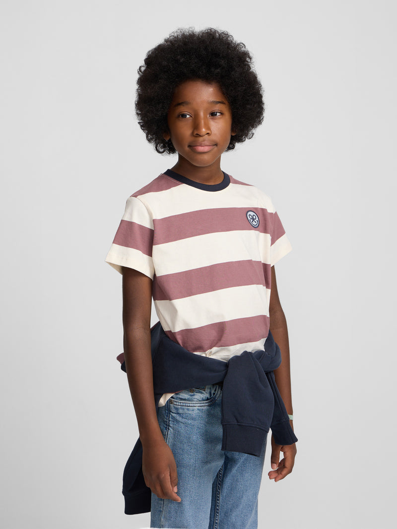 T-shirt enfant à rayures larges smile bordeaux