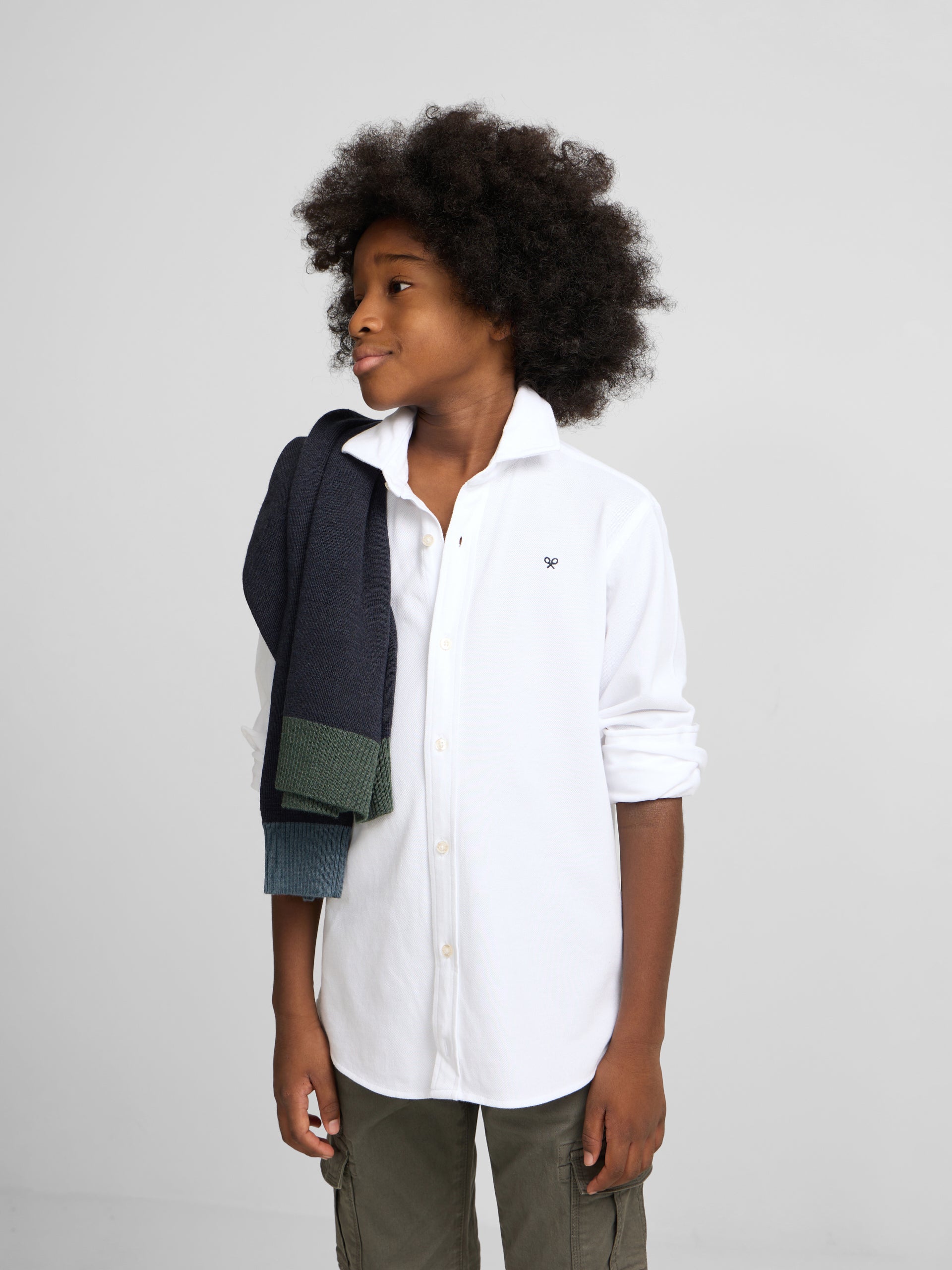 Camisa sport kids pique blanco