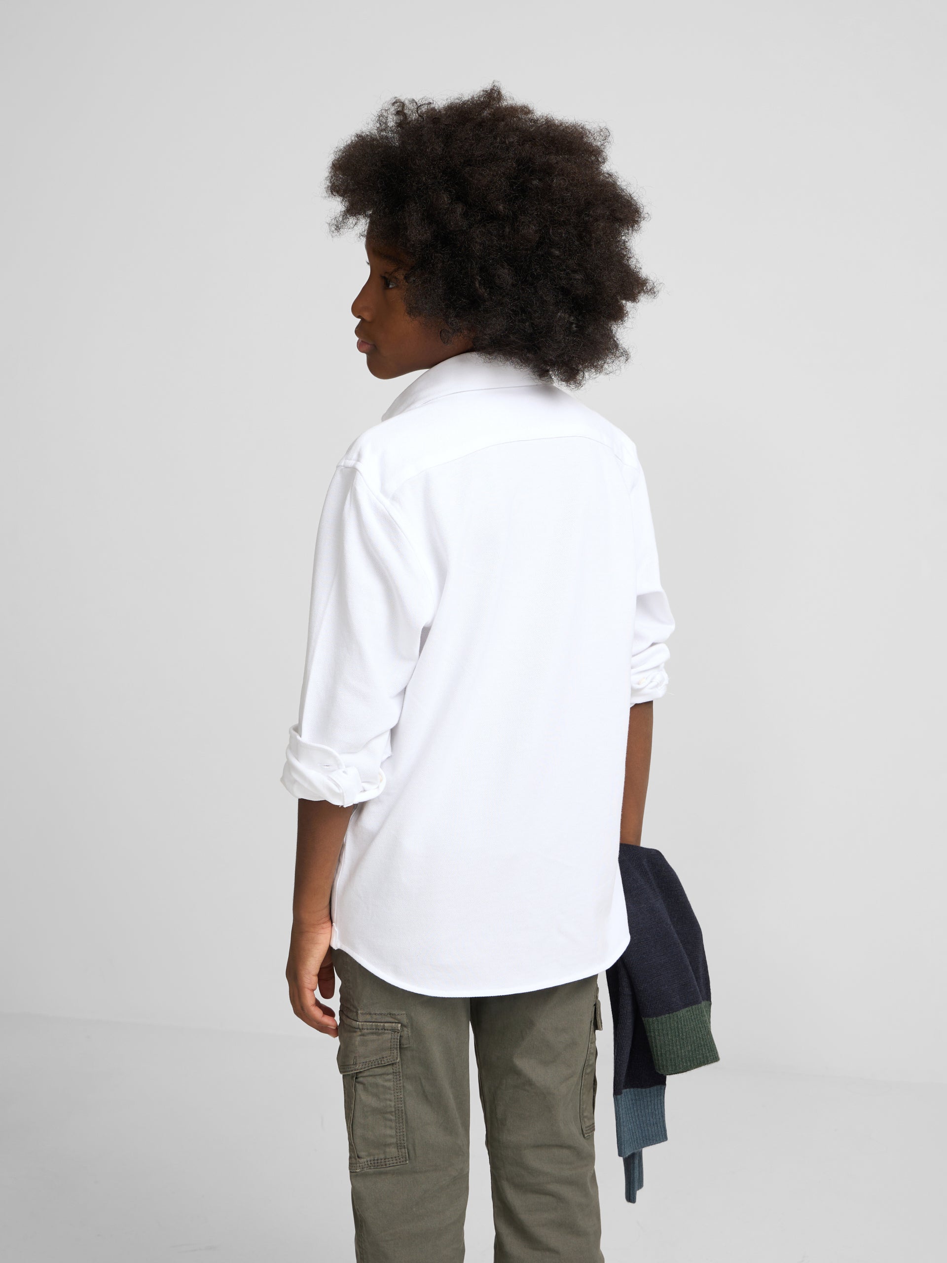 Camisa sport kids pique blanco