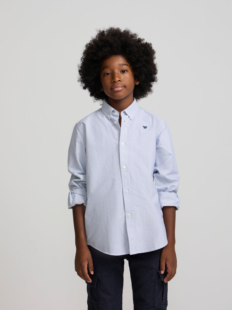 Kids' sport shirt Oxford fine stripes navy